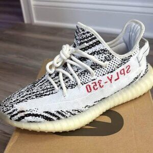 YEEZY BOOST 350 V2 - WHITE /CBLACK / RED - SIZE 9.5